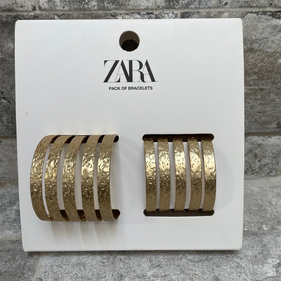❤️ ZARA GOLD SET OF TWO CUFF BRACELETS NEW - Picture 3 of 6